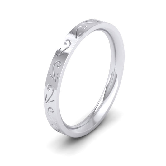 Engraved Flat Sterling Silver 2.5mm Wedding Ring