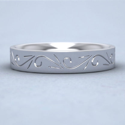 Engraved Flat 950 Palladium 4mm Wedding Ring Down View