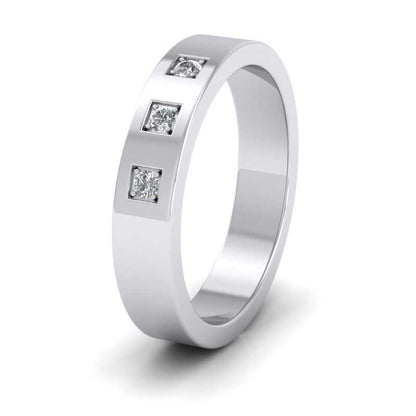 Three Diamonds With Square Setting 950 Palladium 4mm Wedding Ring