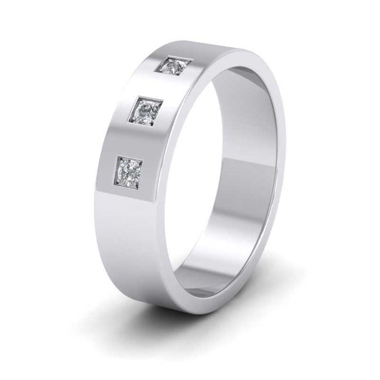 Three Diamonds With Square Setting 950 Platinum 6mm Wedding Ring