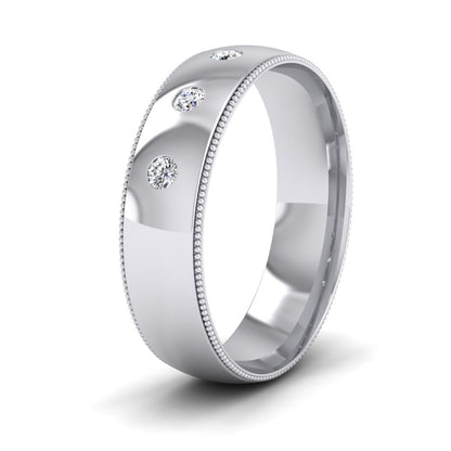 Diamond Set And Millgrain Edge 950 Platinum 6mm Wedding Ring