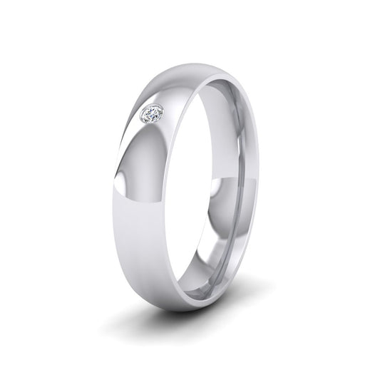 Single Flush Diamond Set 500 Palladium 5mm Wedding Ring