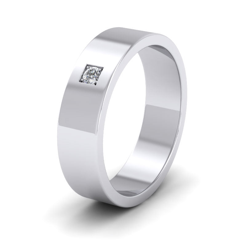Single Diamond With Square Setting 950 Platinum 6mm Wedding Ring