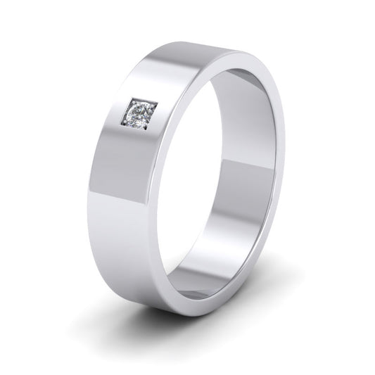 Single Diamond With Square Setting 950 Palladium 6mm Wedding Ring