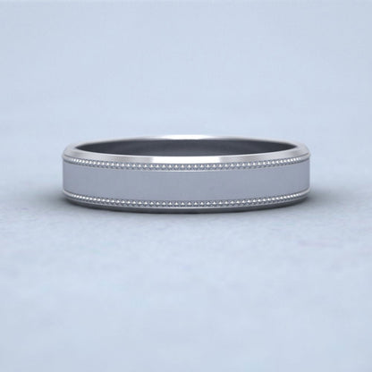 Bevelled Edge And Millgrain Pattern 500 Palladium 4mm Flat Wedding Ring Down View