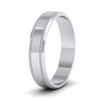 Bevelled Edge And Millgrain Pattern 500 Palladium 4mm Flat Wedding Ring