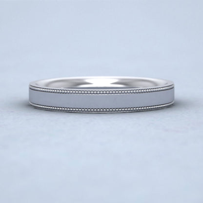 Millgrain Edge 500 Palladium 3mm Flat Comfort Fit Wedding Ring Down View