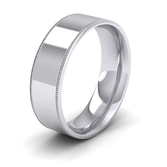 Millgrain Edge 950 Platinum 7mm Flat Comfort Fit Wedding Ring