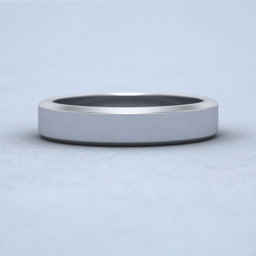 Bevelled Edge 14ct White Gold 4mm Wedding Ring Down View