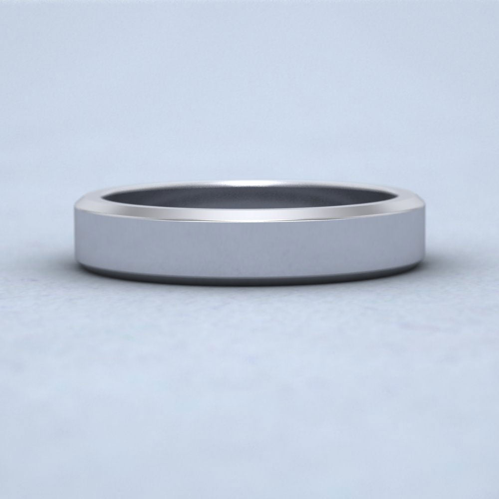 Bevelled Edge 950 Platinum 4mm Wedding Ring Down View