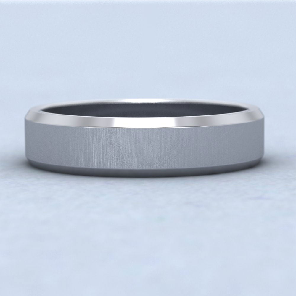 Bevelled Edge Sterling Silver 5mm Wedding Ring Down View