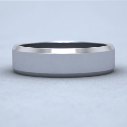 Bevelled Edge 9ct White Gold 6mm Wedding Ring Down View