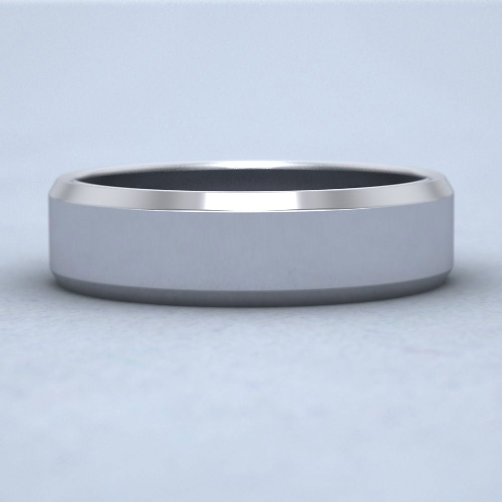 Bevelled Edge 18ct White Gold 6mm Wedding Ring Down View