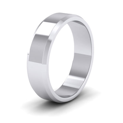 Bevelled Edge 18ct White Gold 6mm Wedding Ring