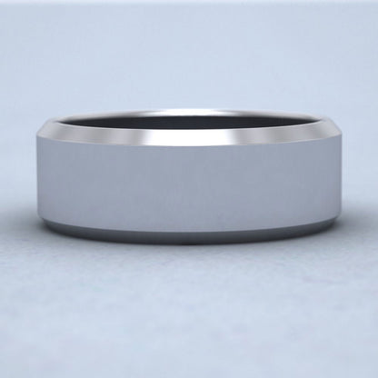 Bevelled Edge 950 Platinum 8mm Wedding Ring Down View