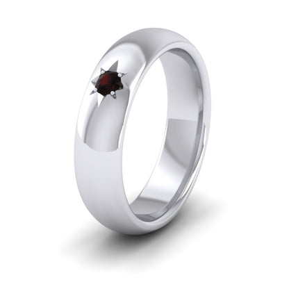 Garnet Star Set 950 Platinum 6mm Wedding Ring