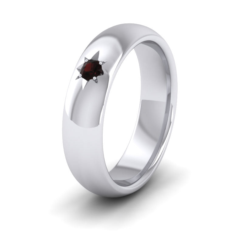 Garnet Star Set 950 Palladium 6mm Wedding Ring