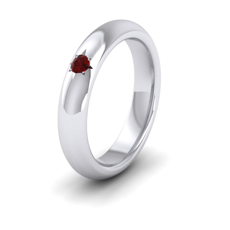Ruby Star Set 14ct White Gold 4mm Wedding Ring