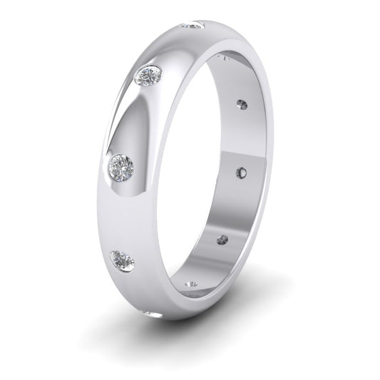 Ten Diamond Set Flush 500 Palladium 4mm Wedding Ring