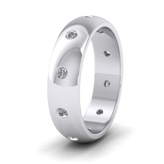 Ten Diamond Set Flush 950 Palladium 6mm Wedding Ring