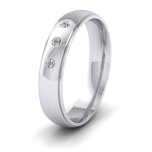 Line Pattern And Three Diamond Set 950 Palladium 5mm Wedding Ring
