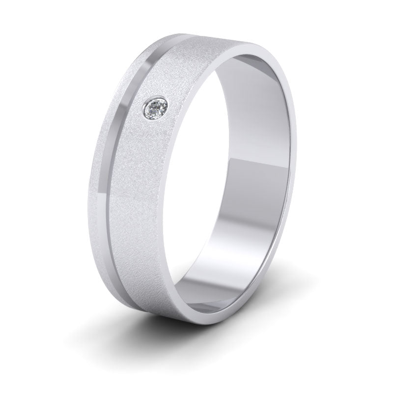 Diamond Set And Asymmetric Line Patterned 950 Platinum 6mm Wedding Ring