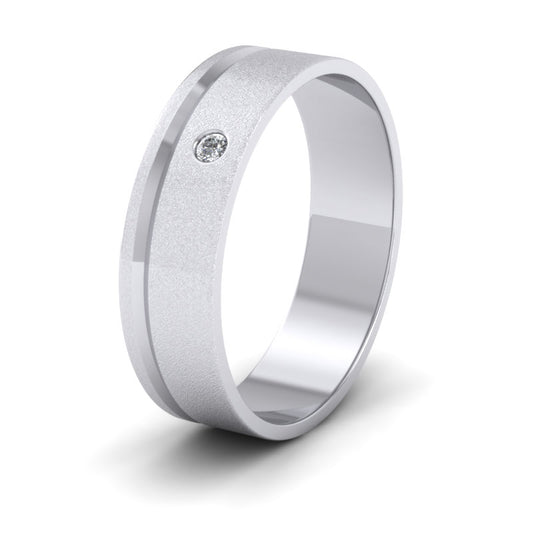 Diamond Set And Asymmetric Line Patterned 950 Palladium 6mm Wedding Ring