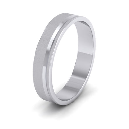 Asymmetric Line Pattern 950 Platinum 4mm Flat Wedding Ring