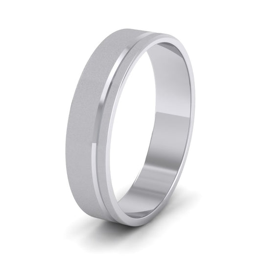 Asymmetric Line Pattern 18ct White Gold 5mm Flat Wedding Ring