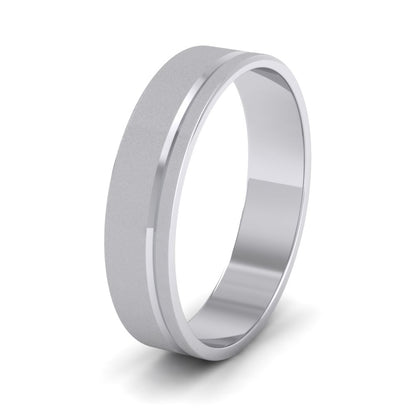 Asymmetric Line Pattern 950 Platinum 5mm Flat Wedding Ring