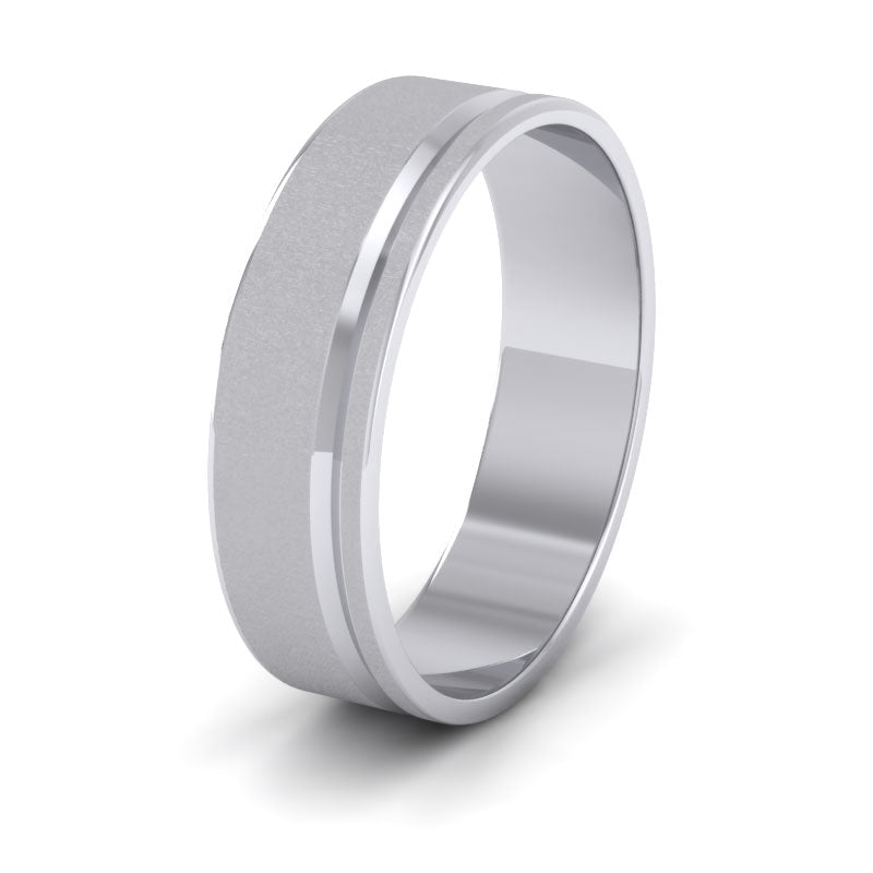 Asymmetric Line Pattern 950 Palladium 6mm Flat Wedding Ring