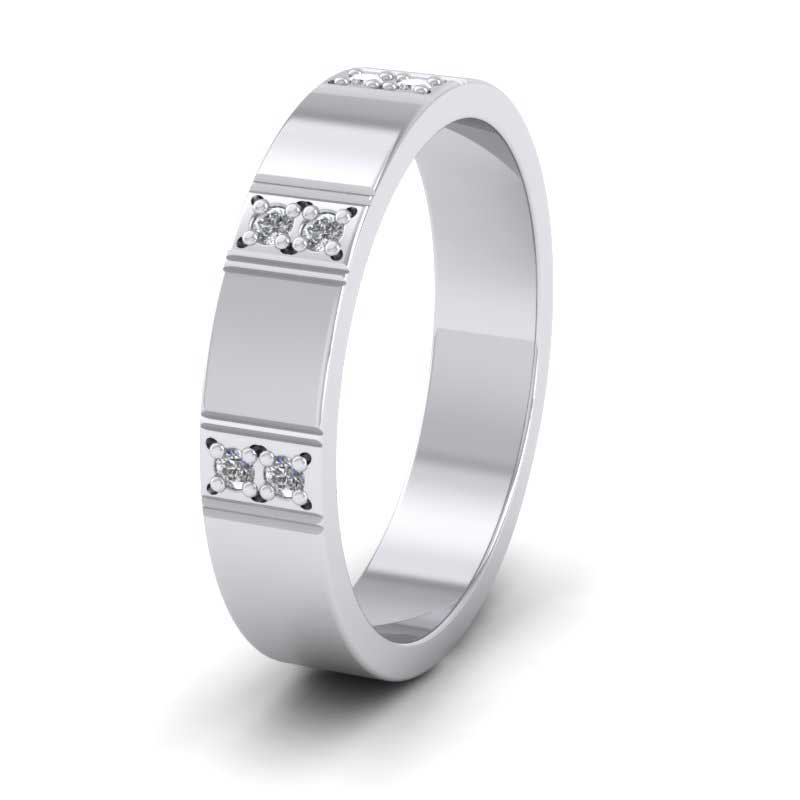 Three Row Diamond Set 950 Palladium 4mm Wedding Ring
