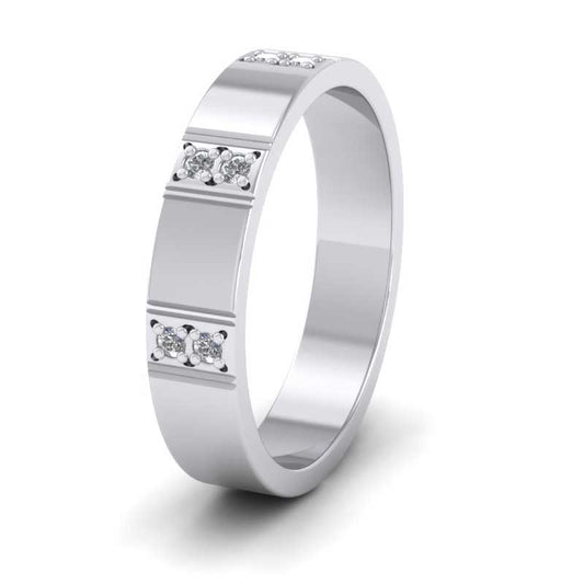 Three Row Diamond Set 500 Palladium 4mm Wedding Ring