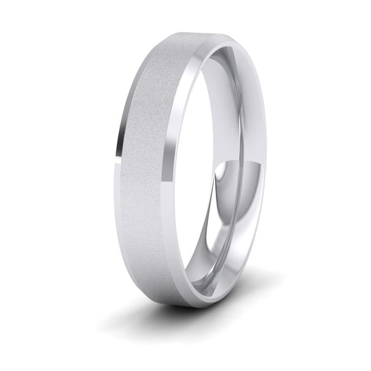 <p>950 Platinum Bevelled Edge And Matt Finish Centre Flat Wedding Ring.  5mm Wide And Court Shaped For Comfortable Fitting</p>