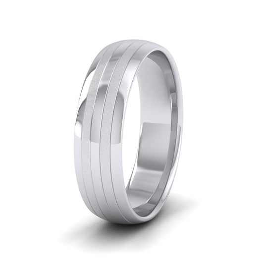 <p>500 Palladium Four Line Pattern With Shiny And Matt Finish Wedding Ring.  6mm Wide And Court Shaped For Comfortable Fitting</p>