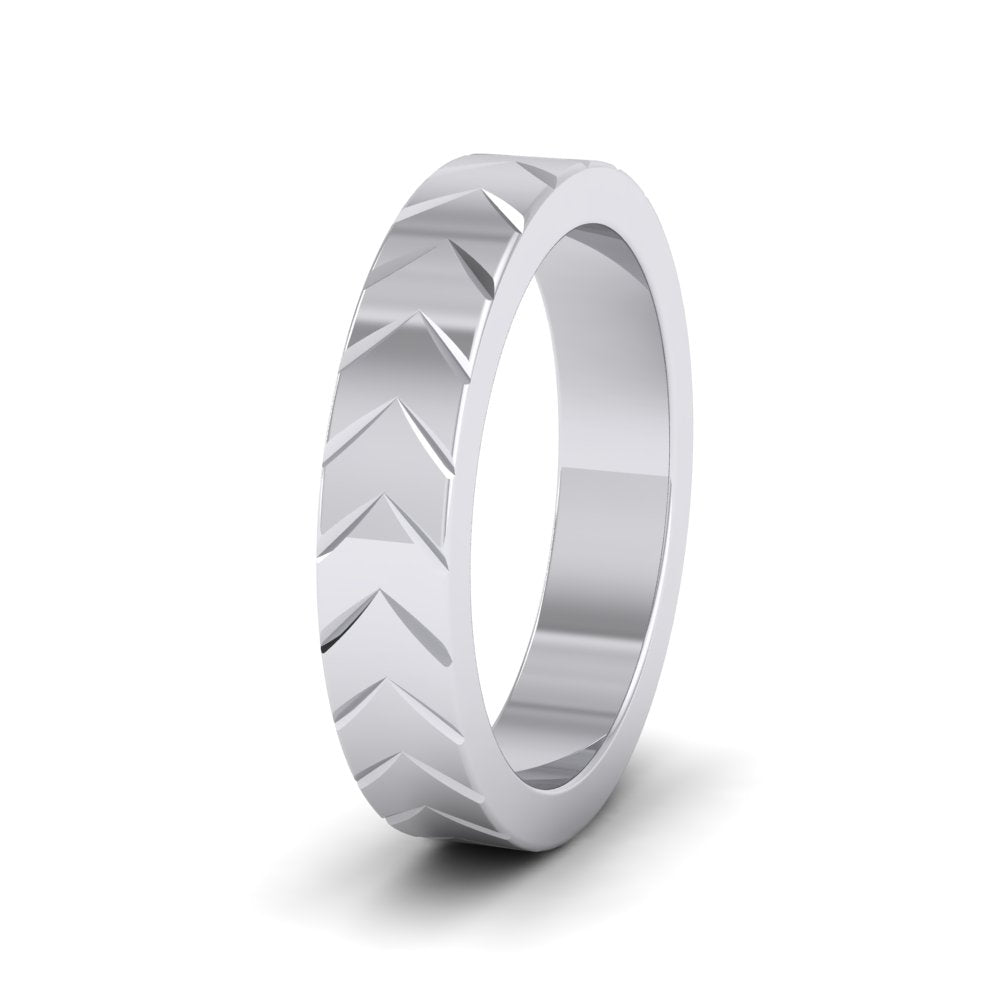 <p>500 Palladium Chevron Pattern Flat Wedding Ring.  4mm Wide </p>