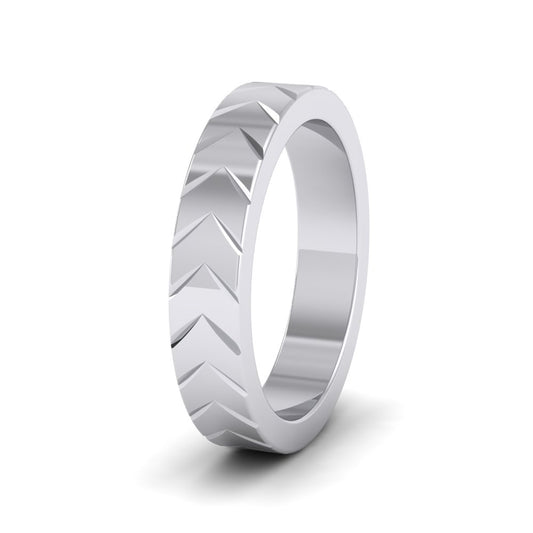 <p>500 Palladium Chevron Pattern Flat Wedding Ring.  4mm Wide </p>