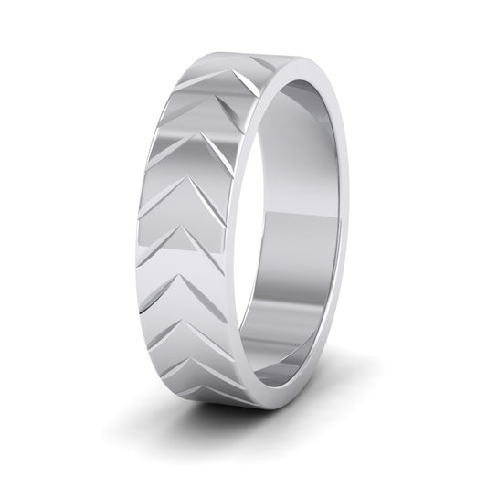 <p>950 Palladium Chevron Pattern Flat Wedding Ring.  6mm Wide </p>
