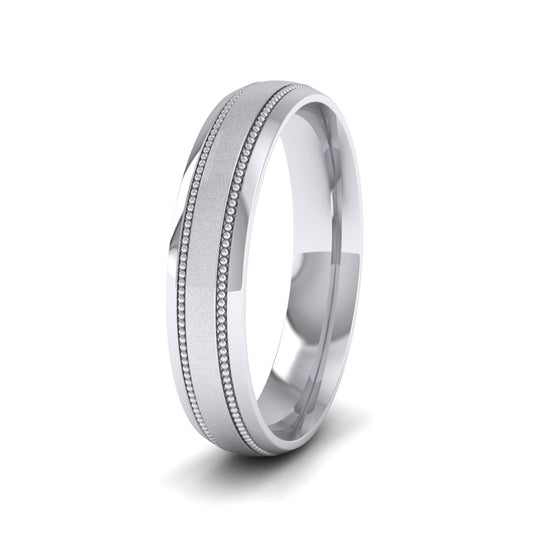 <p>500 Palladium Millgrain And Contrasting Matt And Shiny Finish Wedding Ring.  4mm Wide And Court Shaped For Comfortable Fitting</p>