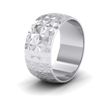 Pineapple Pattern 18ct White Gold 10mm Wedding Ring