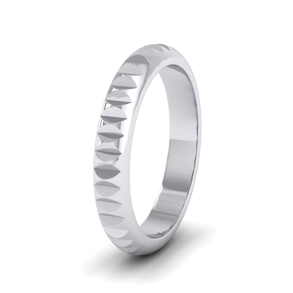<p>950 Platinum Cut Leaf Across Pattern Wedding Ring.  3mm Wide </p>