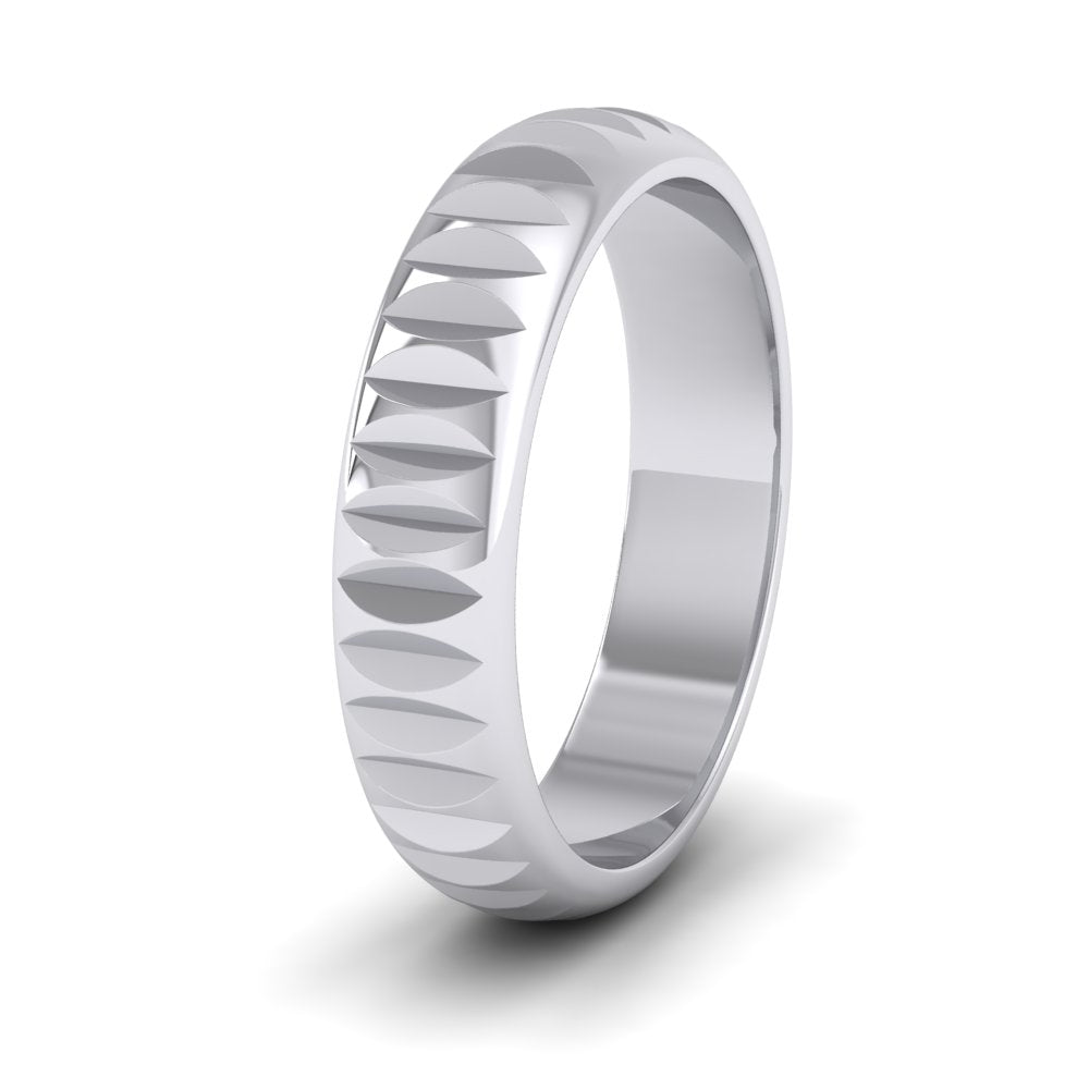 <p>950 Platinum Cut Leaf Across Pattern Wedding Ring.  5mm Wide </p>