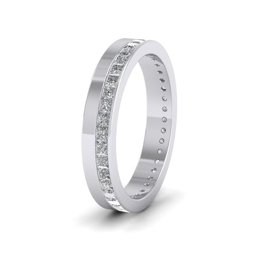 <p>Full Channel Set Princess Cut Diamond (0.9ct) Flat Wedding Ring In 950 Platinum.  35mm Wide </p>