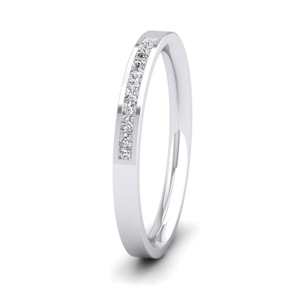<p>950 Platinum Princess Cut 10 Diamond 0.15ct Channel Set Ring.  2mm Wide And Court Shaped For Comfortable Fitting</p>