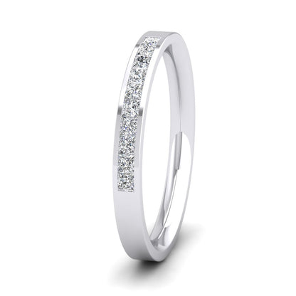 <p>950 Platinum Princess Cut 10 Diamond 0.25ct Channel Set Ring.  25mm Wide And Court Shaped For Comfortable Fitting</p>