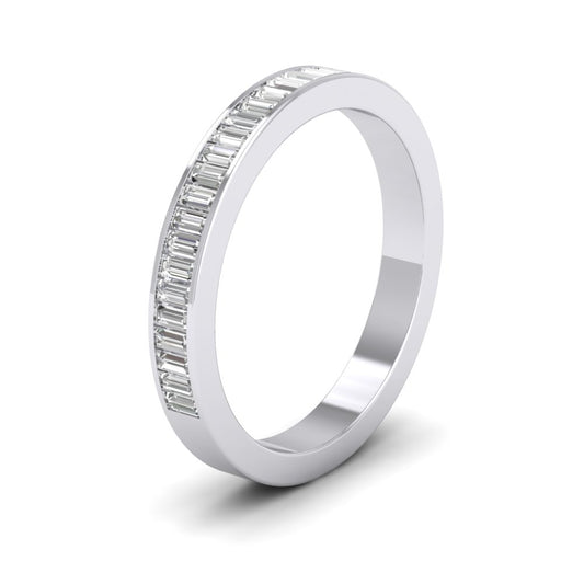 <p>950 Platinum Half Set Baguette Channel Set Diamond (0.6ct) Ring.  275mm Wide </p>
