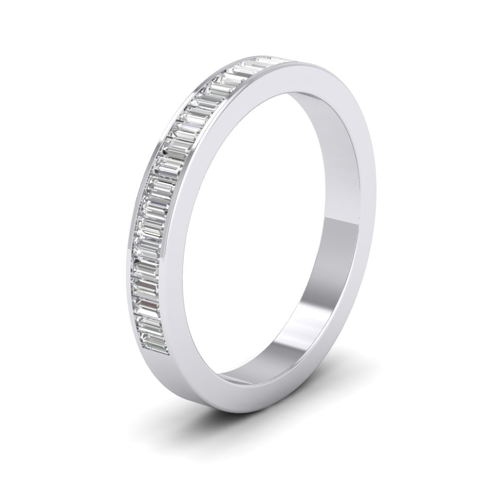 <p>18ct White Gold Half Set Baguette Channel Set Diamond (0.6ct) Ring.  275mm Wide </p>