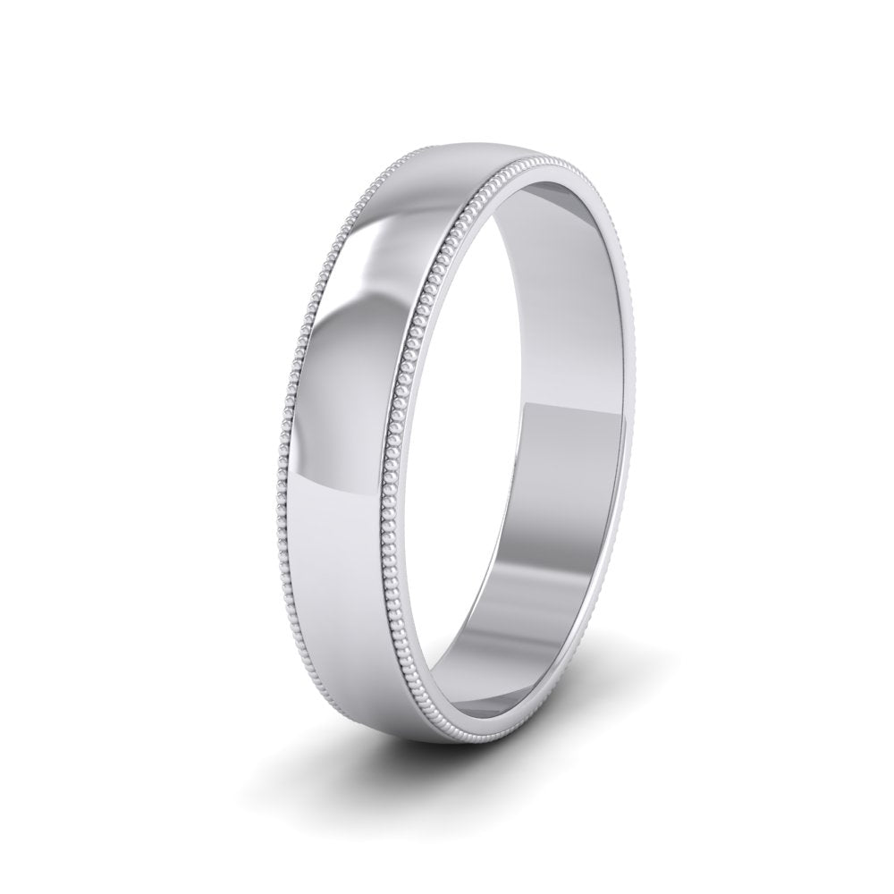 Millgrained Edge 14ct White Gold 4mm Wedding Ring L