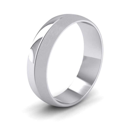 <p>18ct White Gold Matt And Polished Line Patterned Wedding Ring.  6mm Wide And Court Shaped For Comfortable Fitting</p>