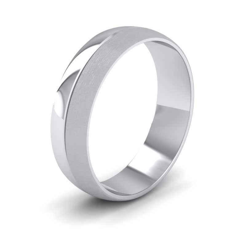 <p>950 Platinum Matt And Polished Line Patterned Wedding Ring.  6mm Wide And Court Shaped For Comfortable Fitting</p>